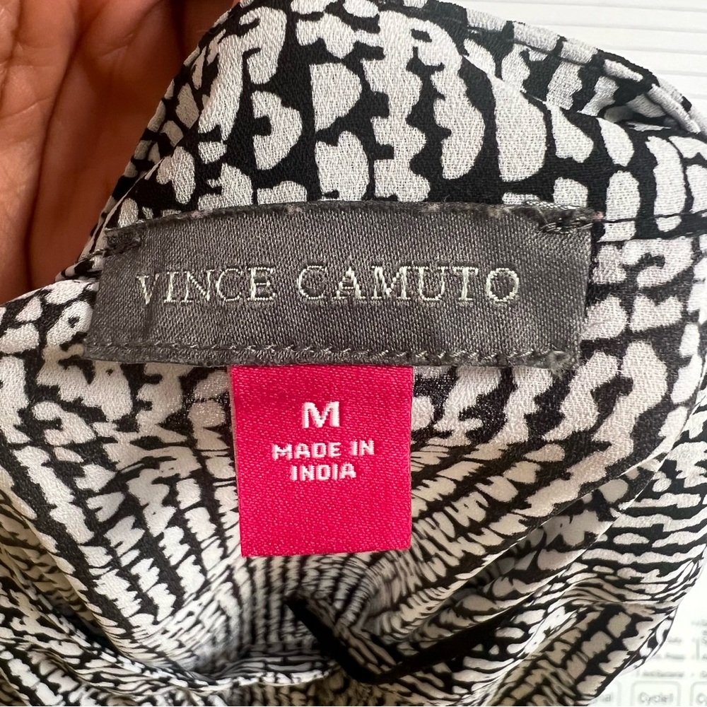 Vince Camuto Ruffled 3/4 Sleeve Black and White Blouse - Picture 7 of 7